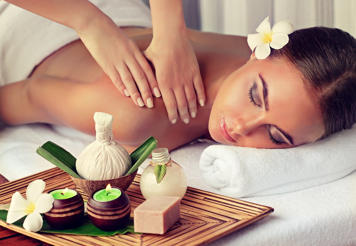 Body care Spa body massage treatment Woman having massage in the spa salon